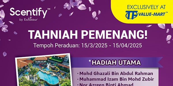 Pengumuman Pemenang Peraduan Bersama Scentify (15 Mac – 15 Apr 2025)